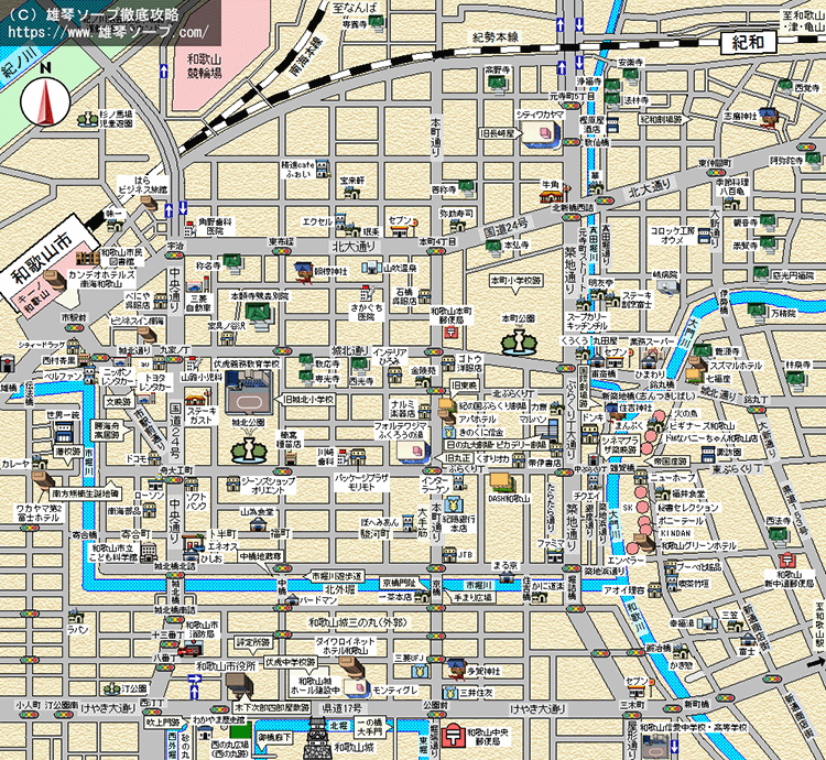 南海和歌山市駅～新雑賀町ソープランドMAP