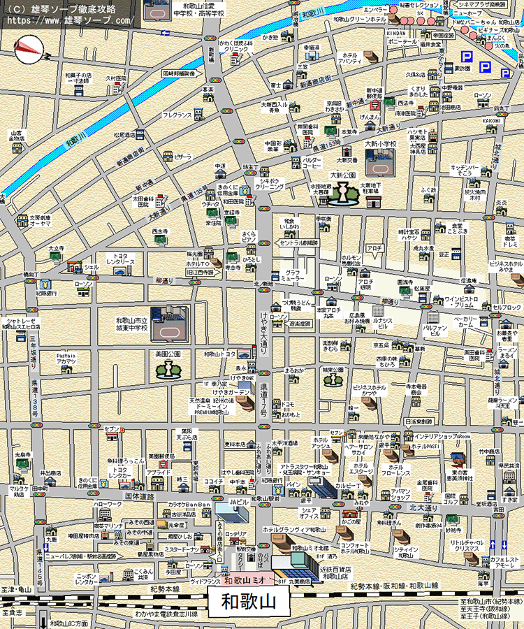 JR和歌山駅～新雑賀町ソープランドMAP
